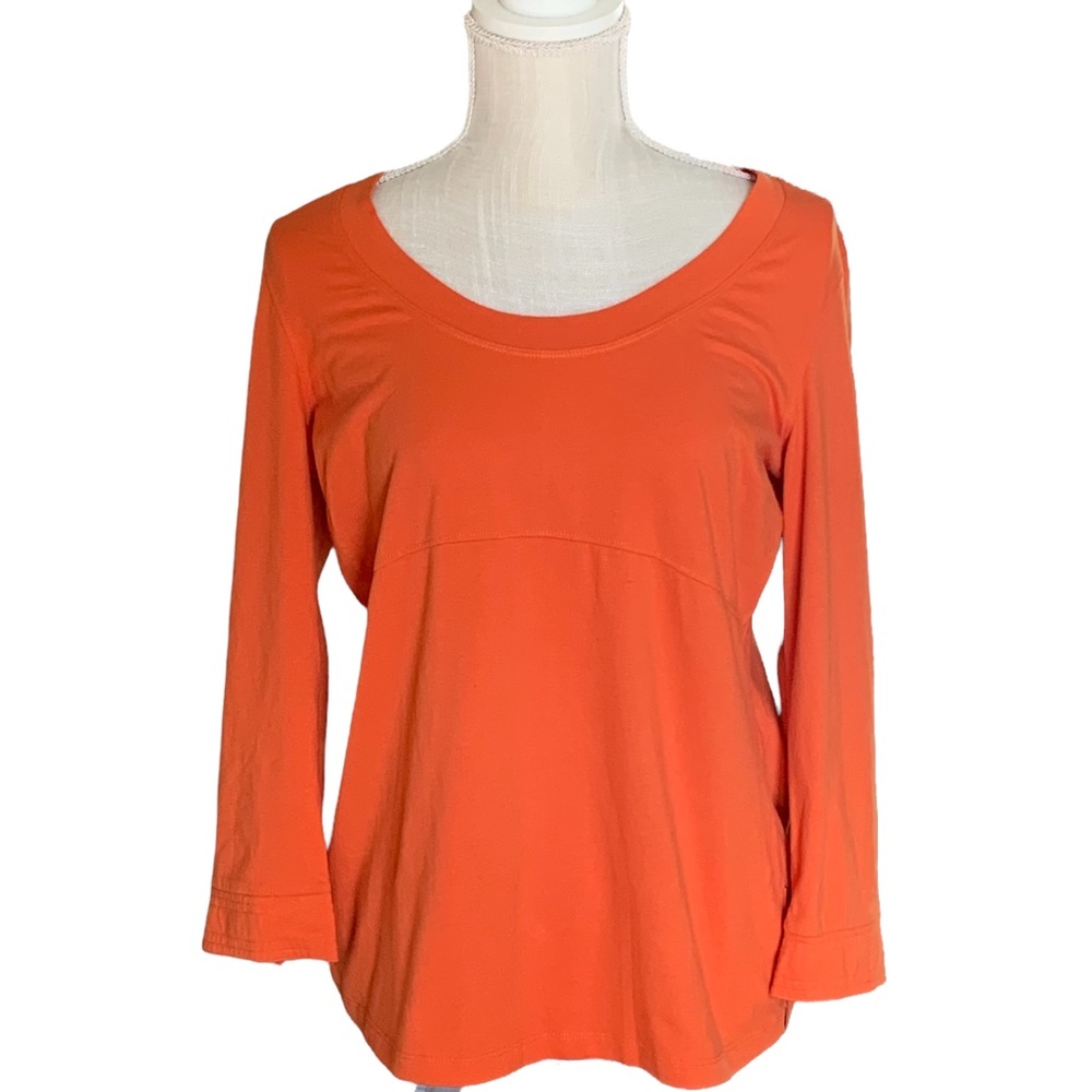 Tommy Hilfiger Women's Round Neck Orange Seamed Top Size L
